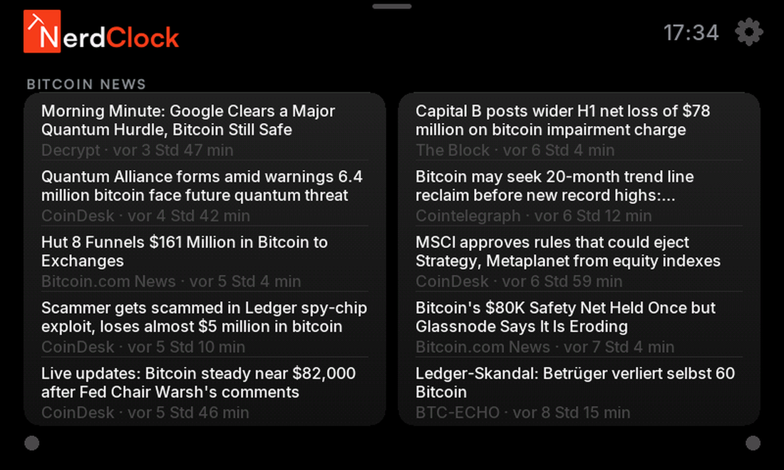 NerdClock Screen: News