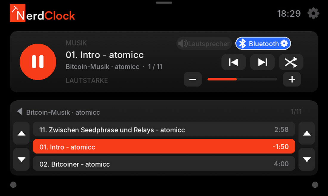 NerdClock Screen: Musik